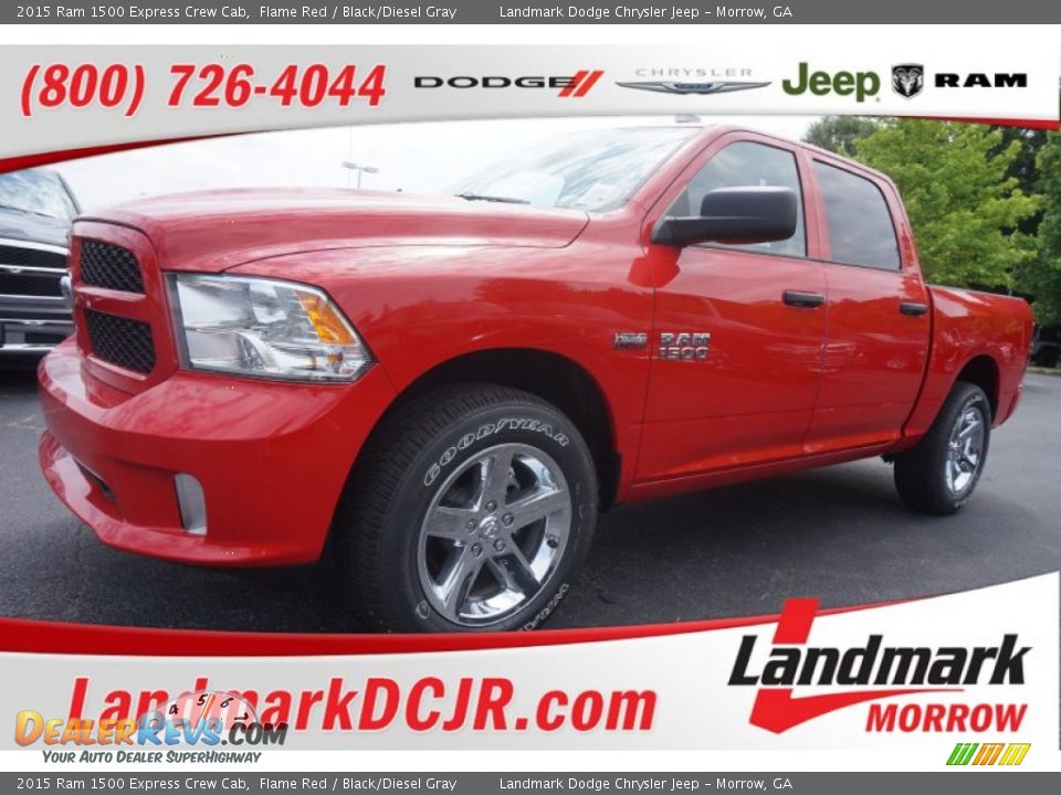 2015 Ram 1500 Express Crew Cab Flame Red / Black/Diesel Gray Photo #1