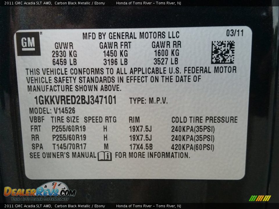 2011 GMC Acadia SLT AWD Carbon Black Metallic / Ebony Photo #12