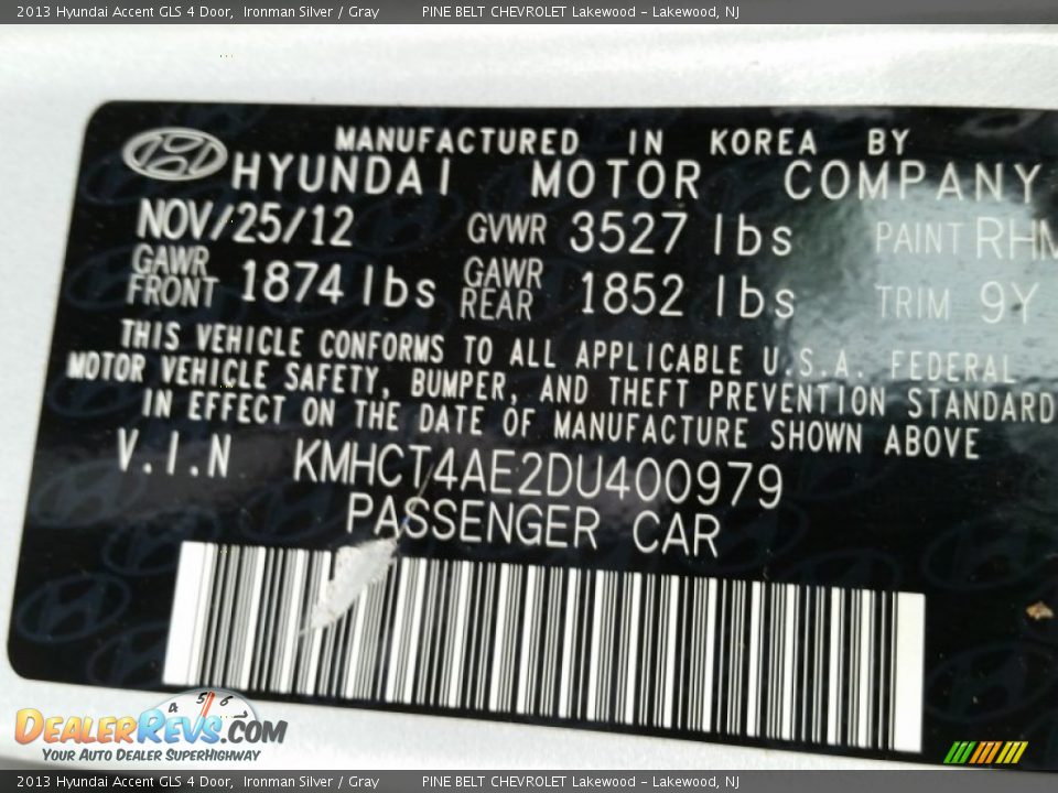 2013 Hyundai Accent GLS 4 Door Ironman Silver / Gray Photo #17