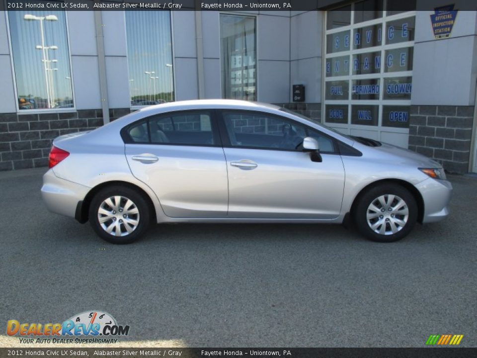 2012 Honda Civic LX Sedan Alabaster Silver Metallic / Gray Photo #2