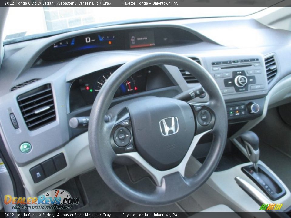 2012 Honda Civic LX Sedan Alabaster Silver Metallic / Gray Photo #10