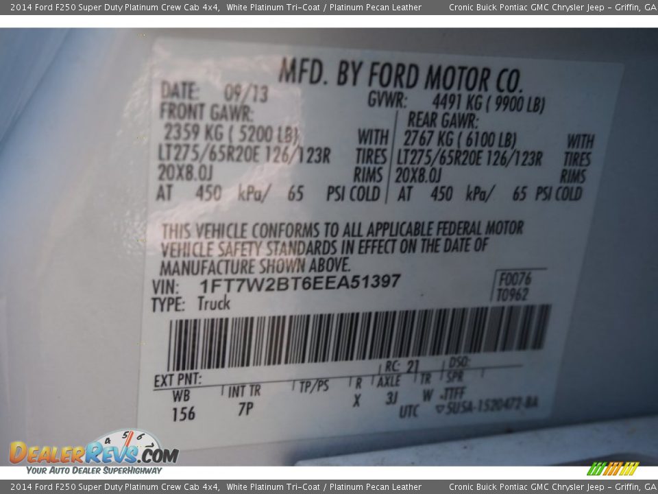 2014 Ford F250 Super Duty Platinum Crew Cab 4x4 White Platinum Tri-Coat / Platinum Pecan Leather Photo #21