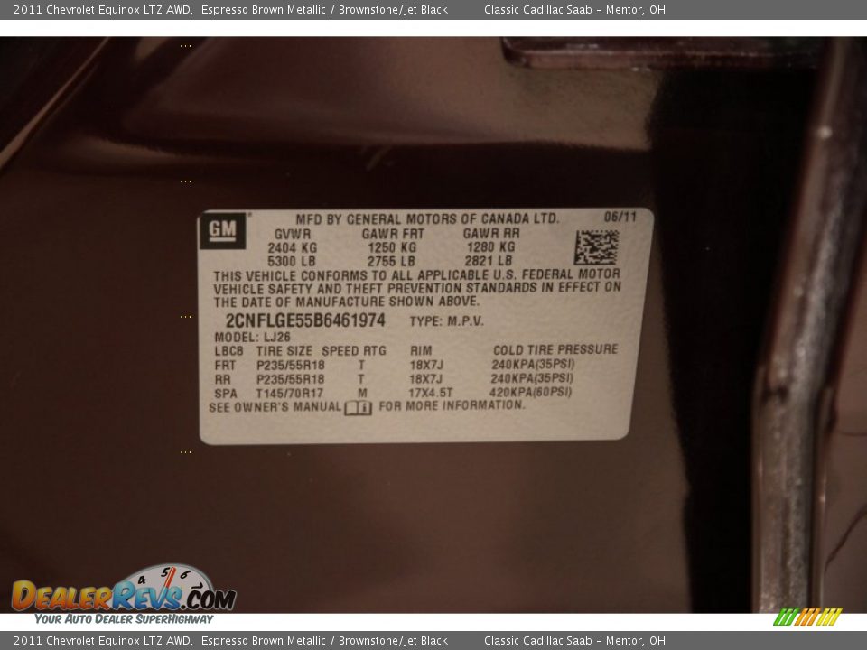 2011 Chevrolet Equinox LTZ AWD Espresso Brown Metallic / Brownstone/Jet Black Photo #16