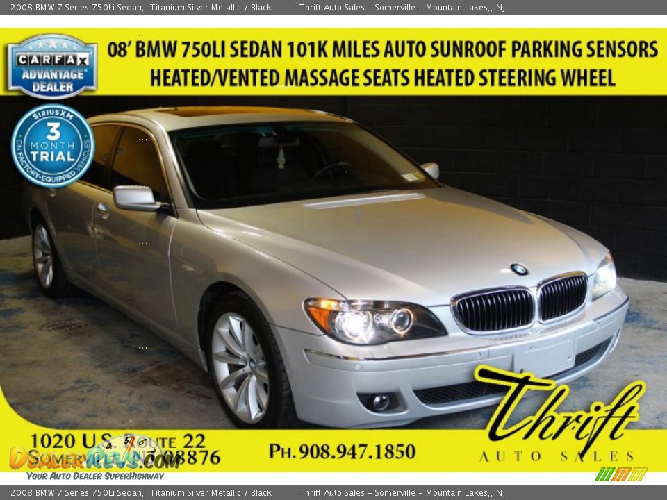 2008 BMW 7 Series 750Li Sedan Titanium Silver Metallic / Black Photo #1