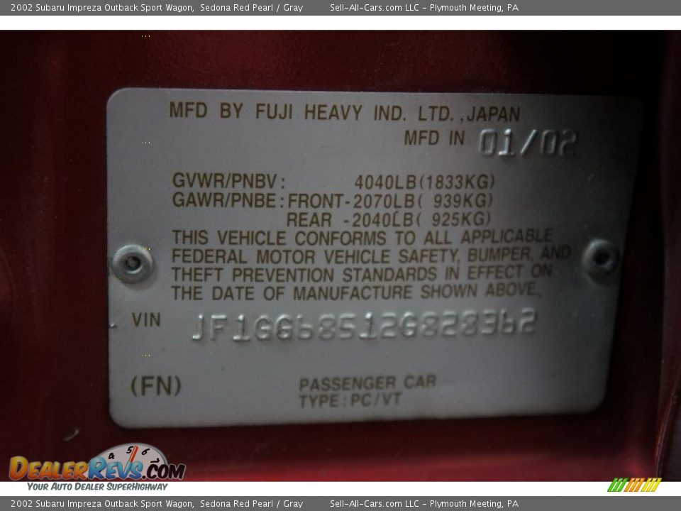 2002 Subaru Impreza Outback Sport Wagon Sedona Red Pearl / Gray Photo #14
