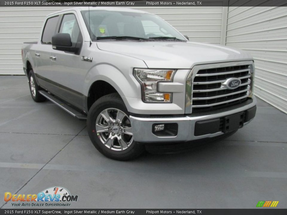 2015 Ford F150 XLT SuperCrew Ingot Silver Metallic / Medium Earth Gray Photo #1