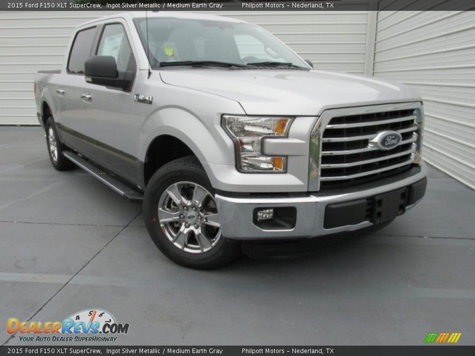 2015 Ford F150 XLT SuperCrew Ingot Silver Metallic / Medium Earth Gray Photo #2