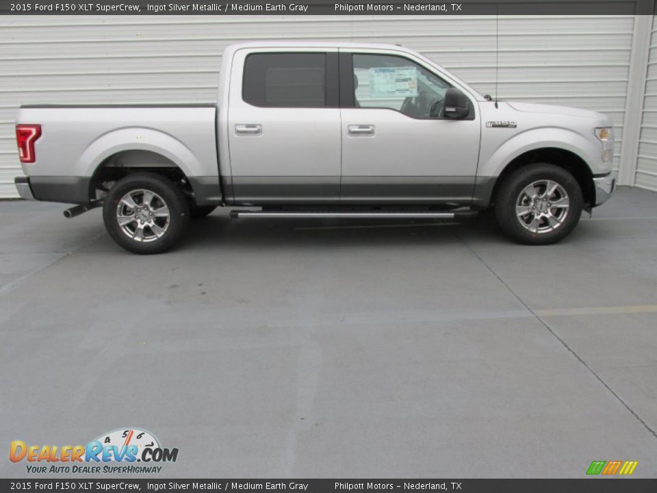 2015 Ford F150 XLT SuperCrew Ingot Silver Metallic / Medium Earth Gray Photo #3