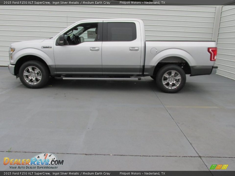 2015 Ford F150 XLT SuperCrew Ingot Silver Metallic / Medium Earth Gray Photo #6