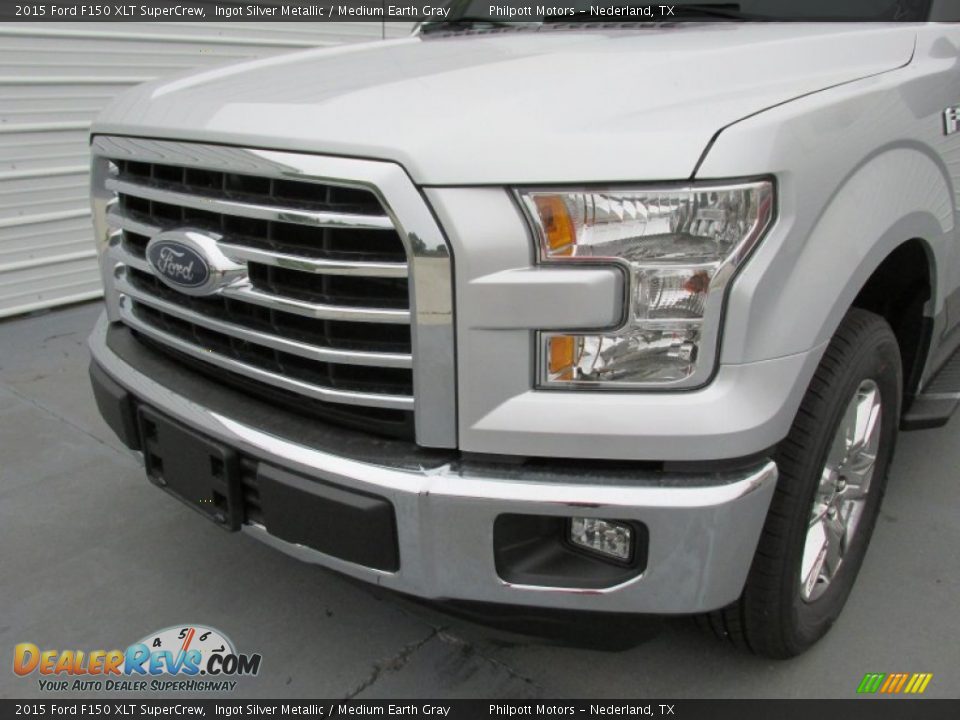 2015 Ford F150 XLT SuperCrew Ingot Silver Metallic / Medium Earth Gray Photo #10