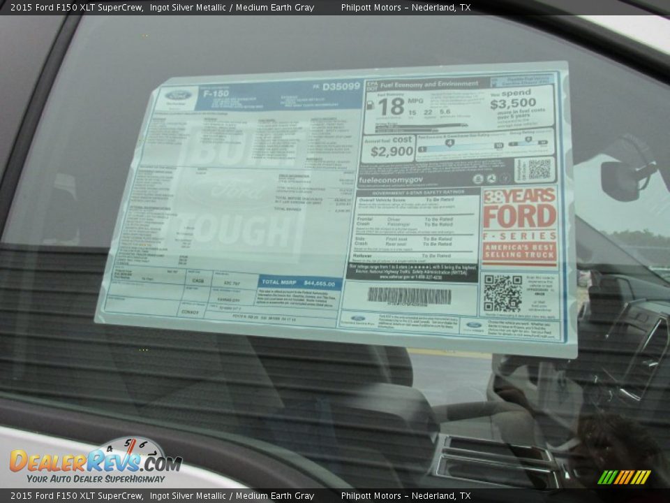2015 Ford F150 XLT SuperCrew Ingot Silver Metallic / Medium Earth Gray Photo #34