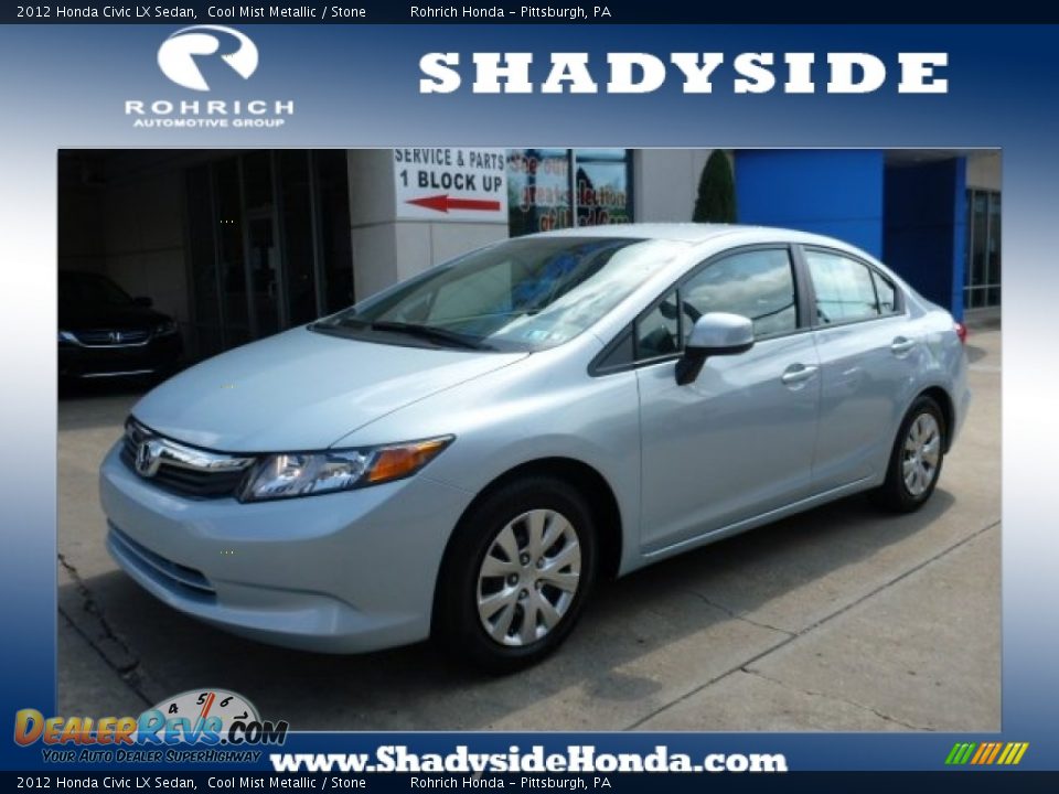 2012 Honda Civic LX Sedan Cool Mist Metallic / Stone Photo #1