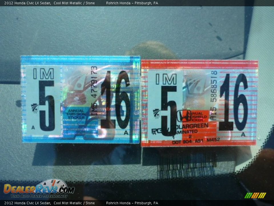 2012 Honda Civic LX Sedan Cool Mist Metallic / Stone Photo #17