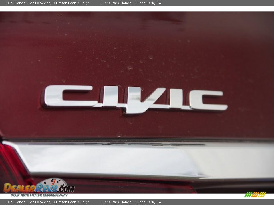 2015 Honda Civic LX Sedan Crimson Pearl / Beige Photo #3