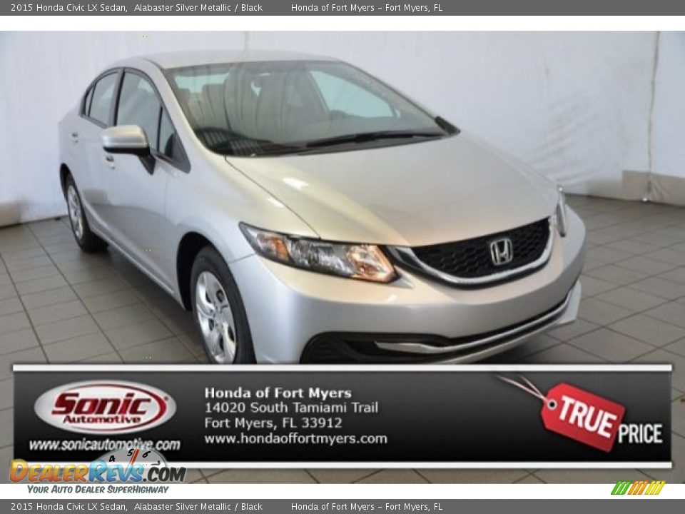 2015 Honda Civic LX Sedan Alabaster Silver Metallic / Black Photo #1
