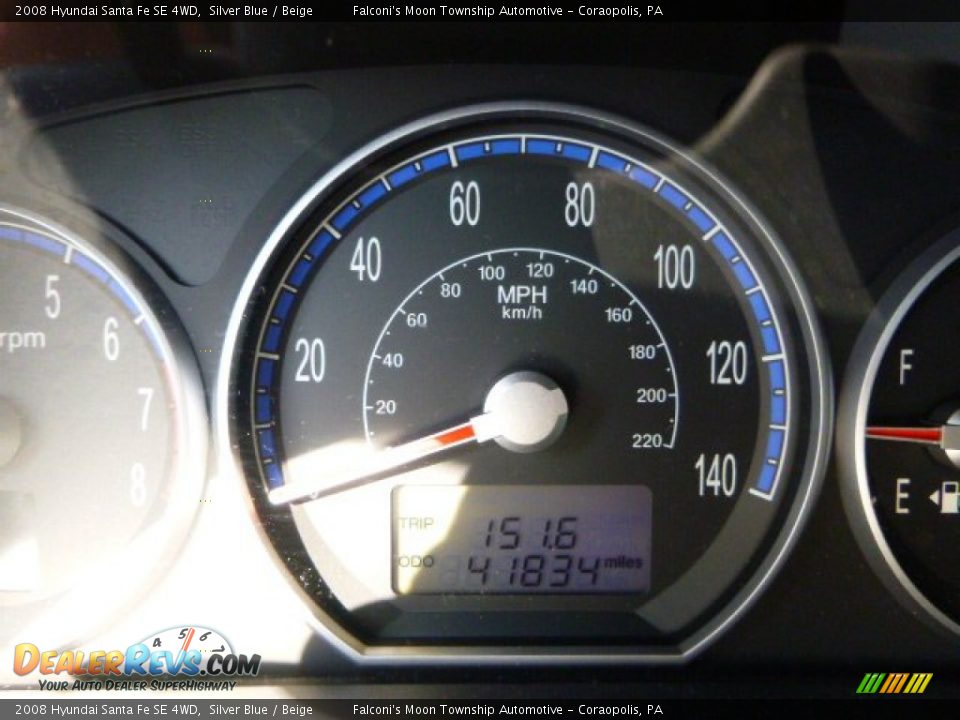 2008 Hyundai Santa Fe SE 4WD Silver Blue / Beige Photo #5