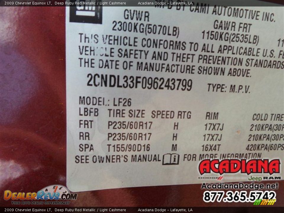 2009 Chevrolet Equinox LT Deep Ruby Red Metallic / Light Cashmere Photo #16