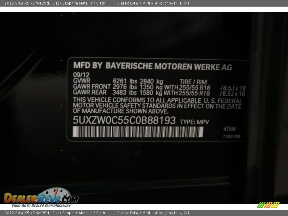 2012 BMW X5 xDrive35d Black Sapphire Metallic / Black Photo #26