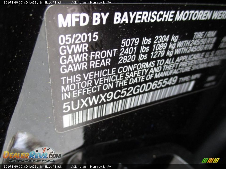 2016 BMW X3 xDrive28i Jet Black / Black Photo #19