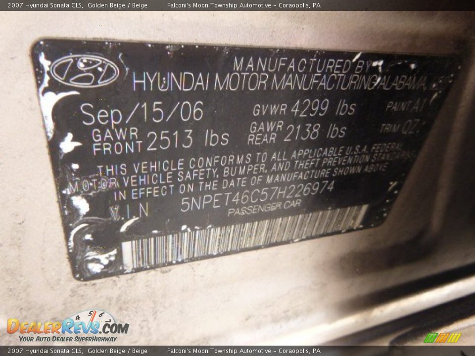2007 Hyundai Sonata GLS Golden Beige / Beige Photo #4