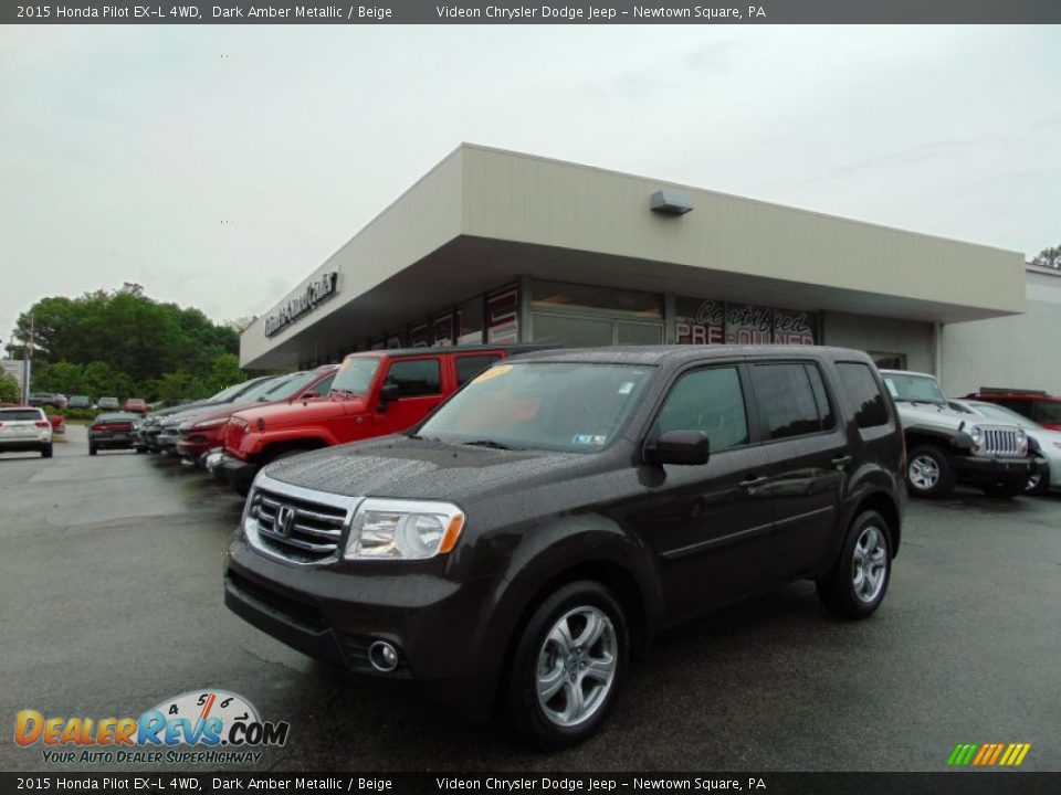 2015 Honda Pilot EX-L 4WD Dark Amber Metallic / Beige Photo #7