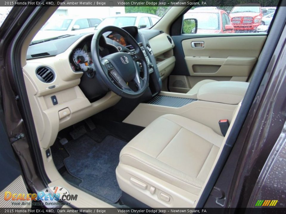 Beige Interior - 2015 Honda Pilot EX-L 4WD Photo #15