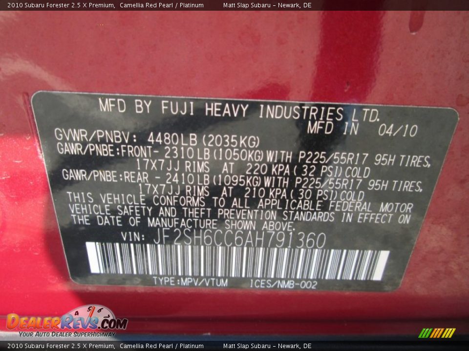 2010 Subaru Forester 2.5 X Premium Camellia Red Pearl / Platinum Photo #28