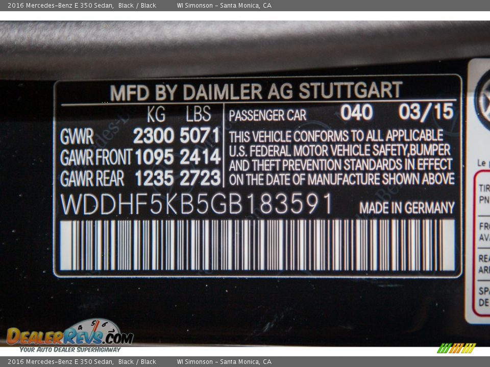 2016 Mercedes-Benz E 350 Sedan Black / Black Photo #7