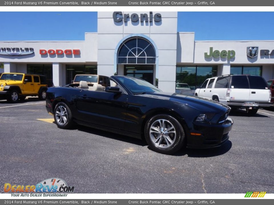 2014 Ford Mustang V6 Premium Convertible Black / Medium Stone Photo #1