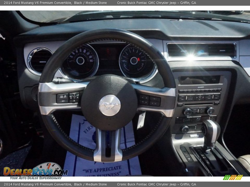 2014 Ford Mustang V6 Premium Convertible Black / Medium Stone Photo #10