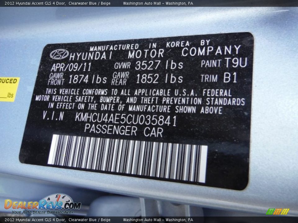 2012 Hyundai Accent GLS 4 Door Clearwater Blue / Beige Photo #16