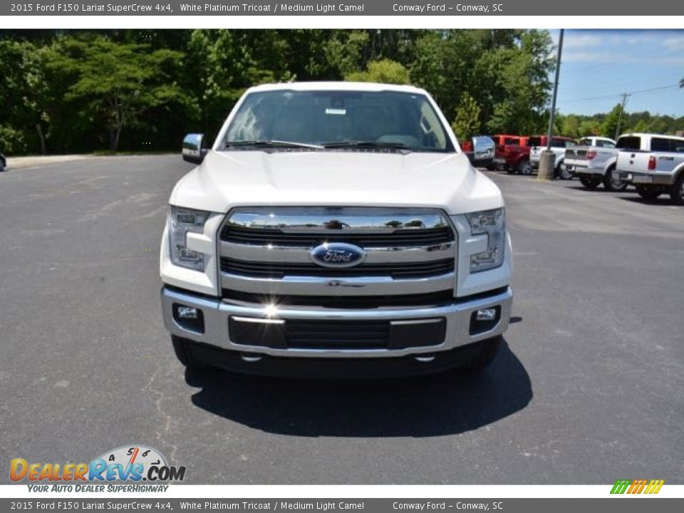 2015 Ford F150 Lariat SuperCrew 4x4 White Platinum Tricoat / Medium Light Camel Photo #2