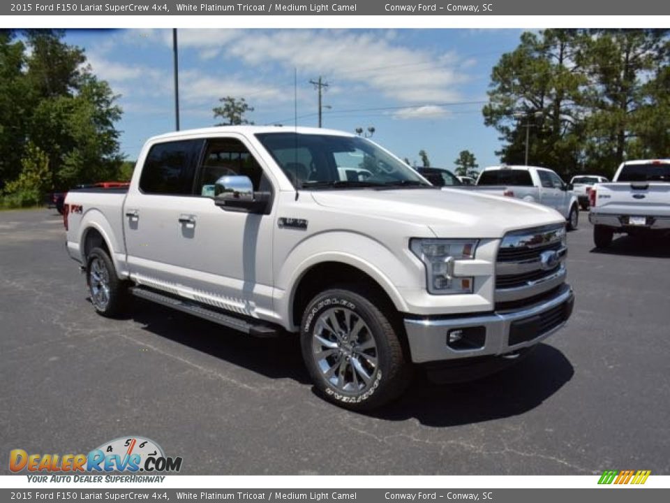 2015 Ford F150 Lariat SuperCrew 4x4 White Platinum Tricoat / Medium Light Camel Photo #3