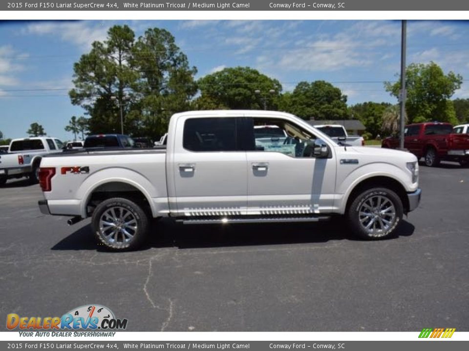 2015 Ford F150 Lariat SuperCrew 4x4 White Platinum Tricoat / Medium Light Camel Photo #4