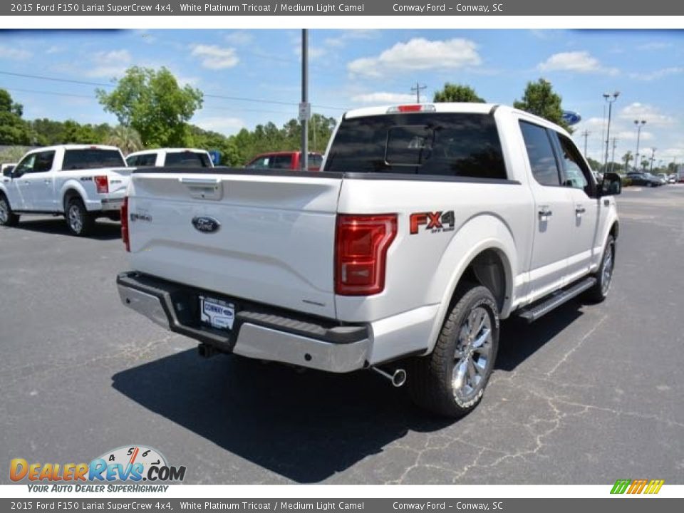 2015 Ford F150 Lariat SuperCrew 4x4 White Platinum Tricoat / Medium Light Camel Photo #5