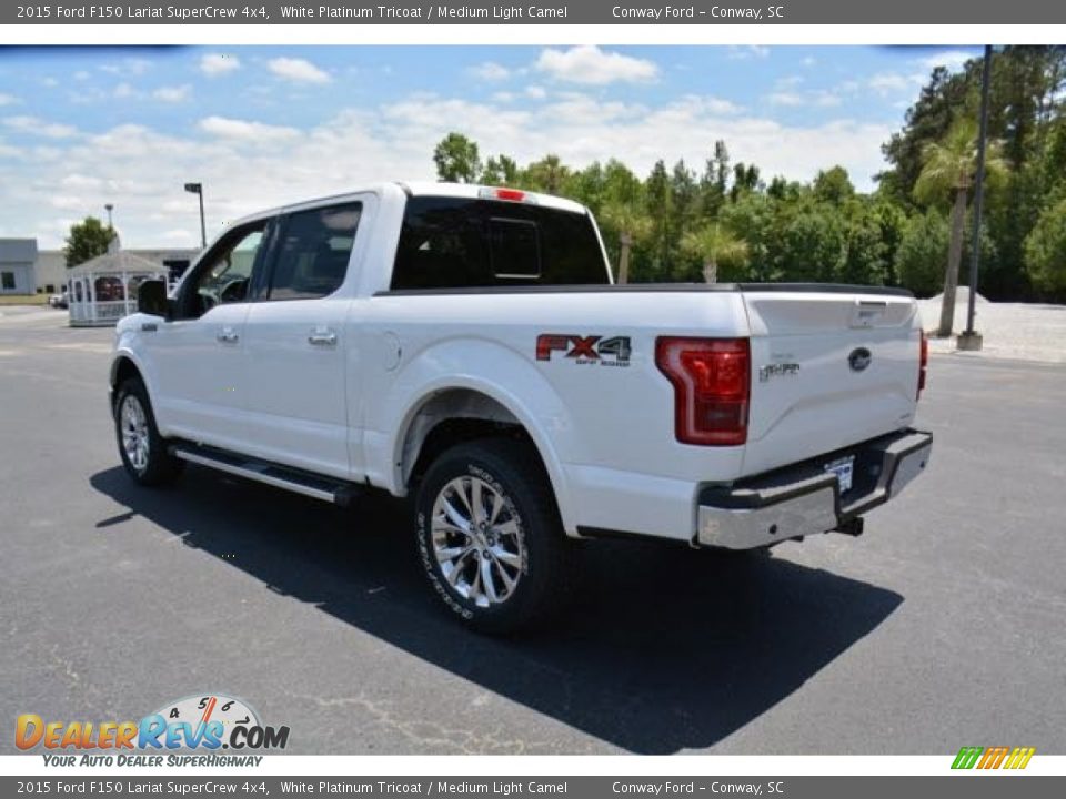 2015 Ford F150 Lariat SuperCrew 4x4 White Platinum Tricoat / Medium Light Camel Photo #8
