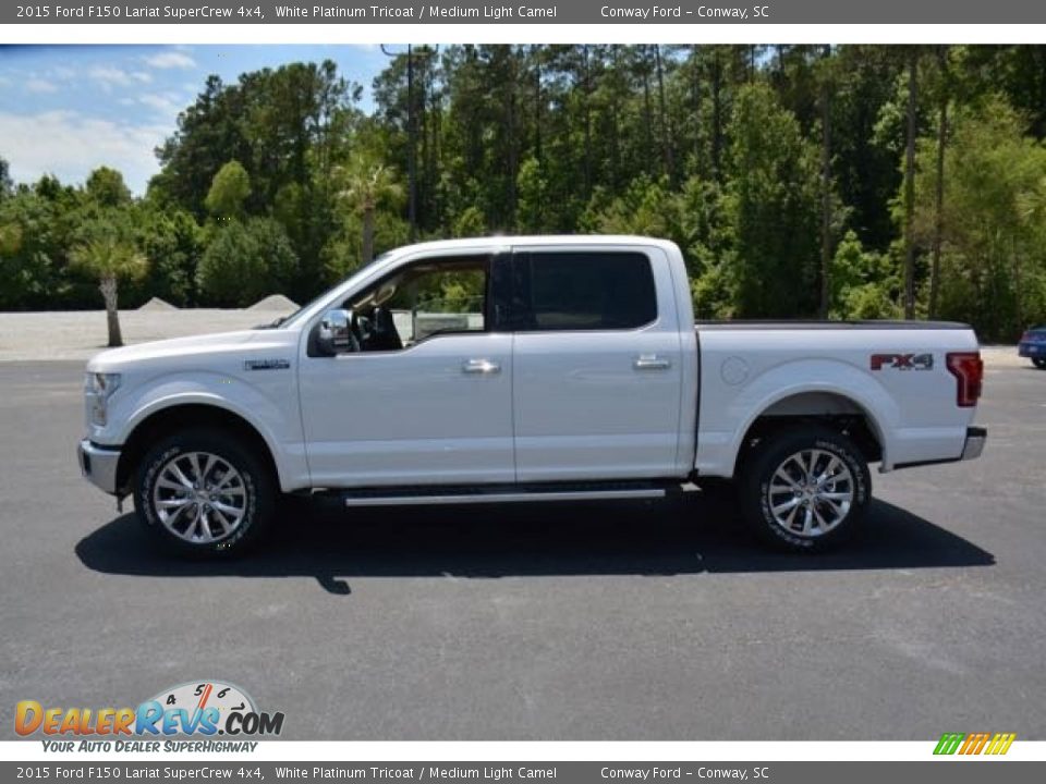 2015 Ford F150 Lariat SuperCrew 4x4 White Platinum Tricoat / Medium Light Camel Photo #9