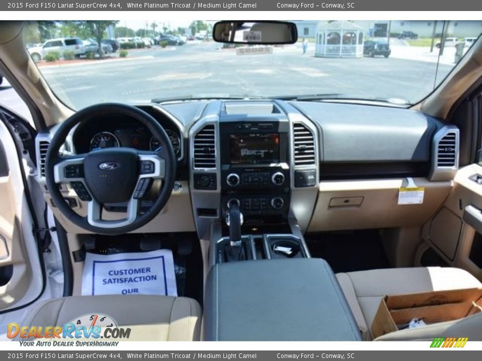 2015 Ford F150 Lariat SuperCrew 4x4 White Platinum Tricoat / Medium Light Camel Photo #16