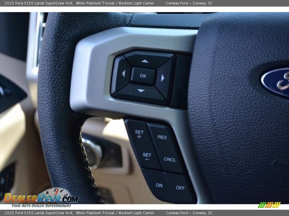 2015 Ford F150 Lariat SuperCrew 4x4 White Platinum Tricoat / Medium Light Camel Photo #24