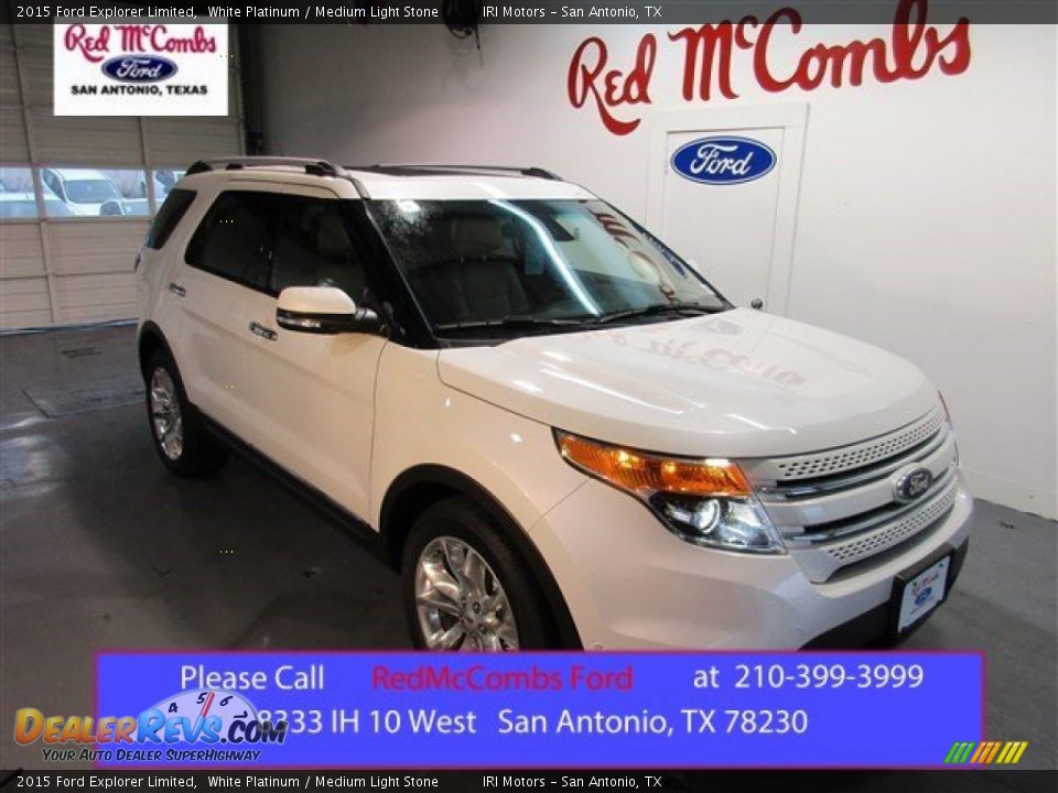 2015 Ford Explorer Limited White Platinum / Medium Light Stone Photo #1