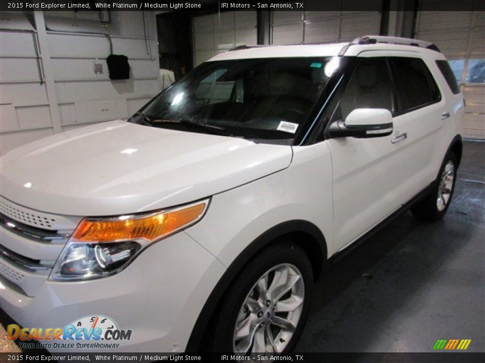 2015 Ford Explorer Limited White Platinum / Medium Light Stone Photo #3