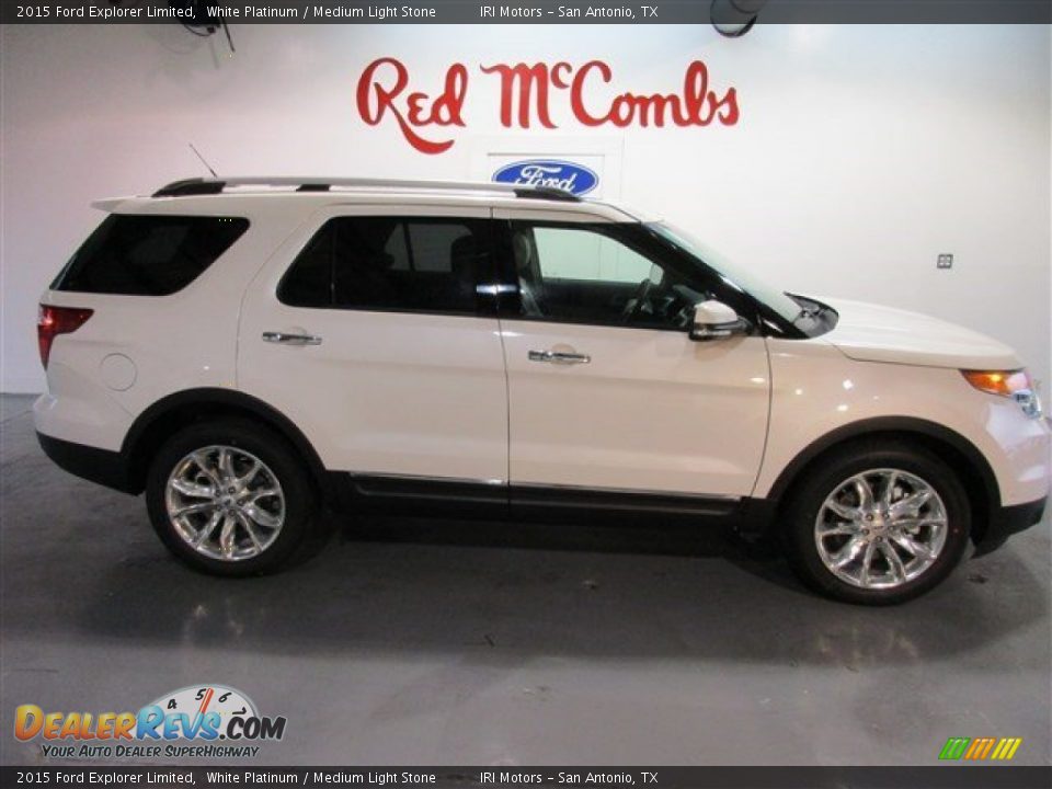 2015 Ford Explorer Limited White Platinum / Medium Light Stone Photo #8