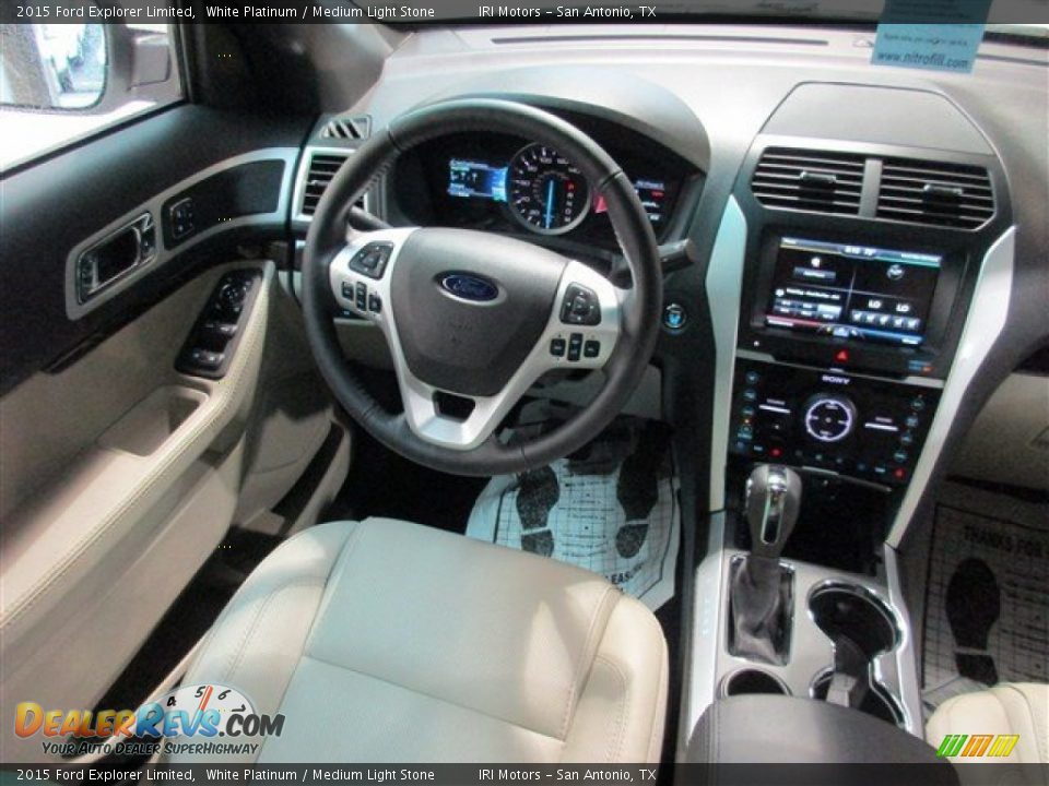 2015 Ford Explorer Limited White Platinum / Medium Light Stone Photo #13