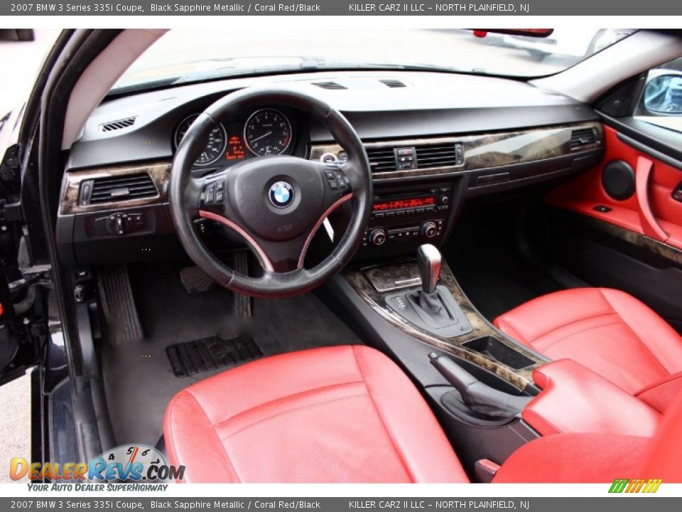 2007 BMW 3 Series 335i Coupe Black Sapphire Metallic / Coral Red/Black Photo #8