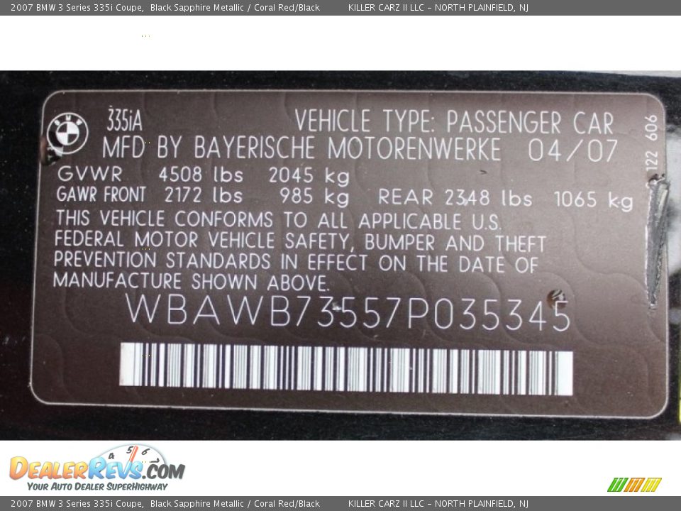 2007 BMW 3 Series 335i Coupe Black Sapphire Metallic / Coral Red/Black Photo #28