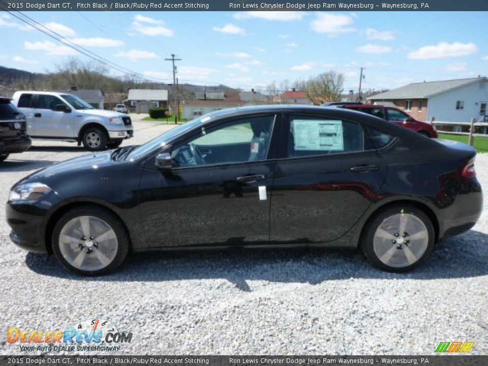 2015 Dodge Dart GT Pitch Black / Black/Ruby Red Accent Stitching Photo #2