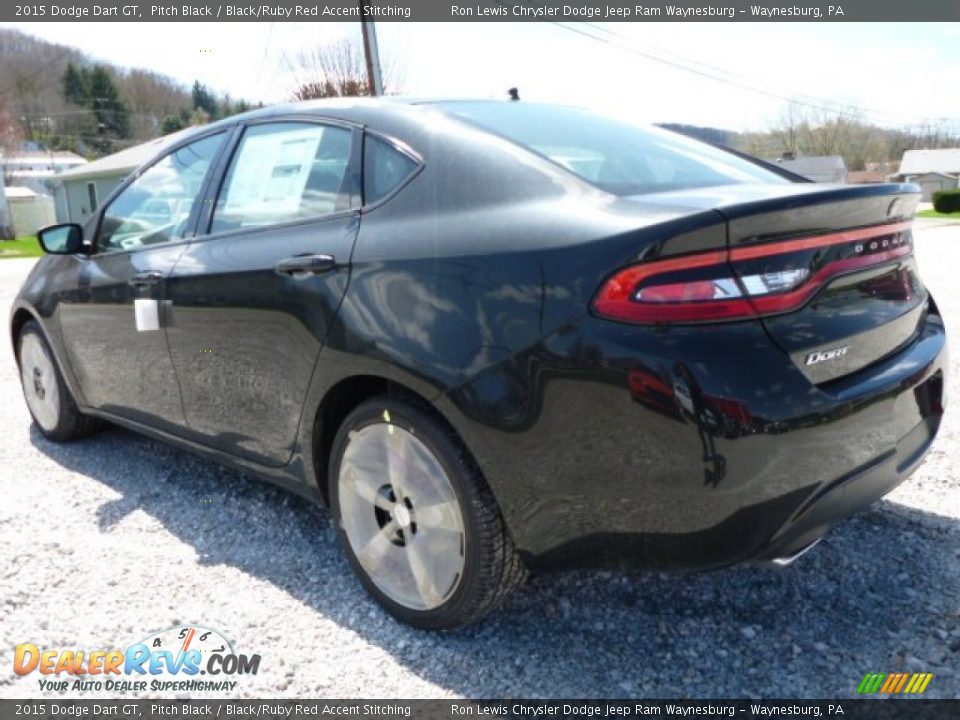 2015 Dodge Dart GT Pitch Black / Black/Ruby Red Accent Stitching Photo #3