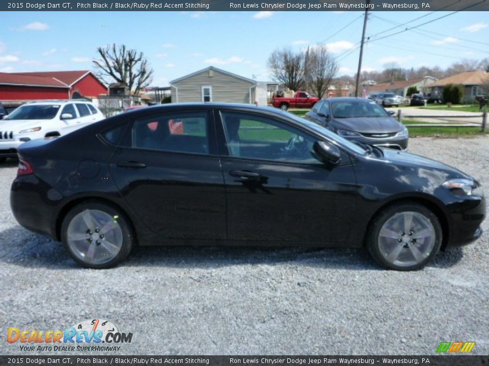 2015 Dodge Dart GT Pitch Black / Black/Ruby Red Accent Stitching Photo #6
