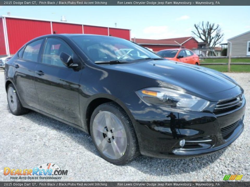 2015 Dodge Dart GT Pitch Black / Black/Ruby Red Accent Stitching Photo #9