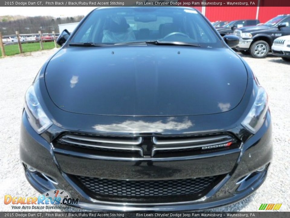 2015 Dodge Dart GT Pitch Black / Black/Ruby Red Accent Stitching Photo #10